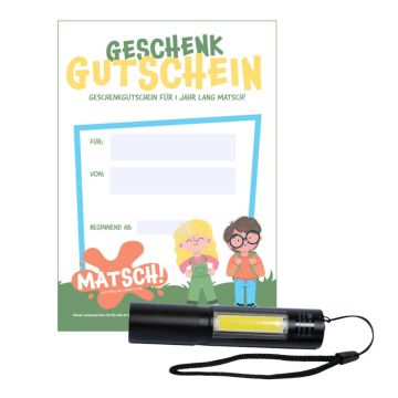 MATSCH! Set Taschenlampe + Geschenkurkunde