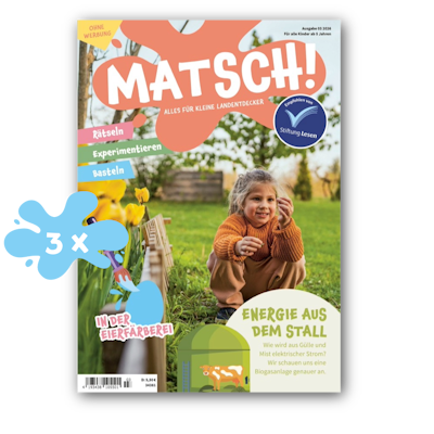 Matsch Heft mit Farbklecks in dem 3x steht