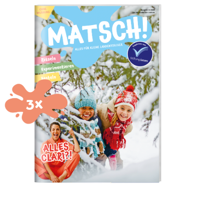 Matsch Heft mit Farbklecks in dem 3x steht