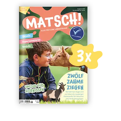 Matsch Heft mit Farbklecks in dem 3x steht