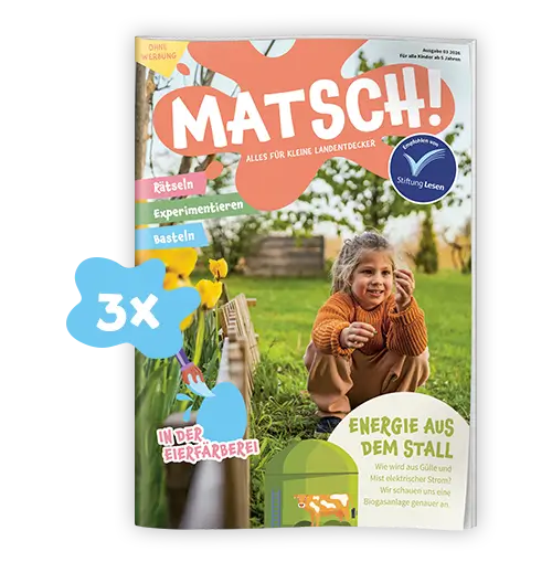 Matsch Heft mit Farbklecks in dem 3x steht