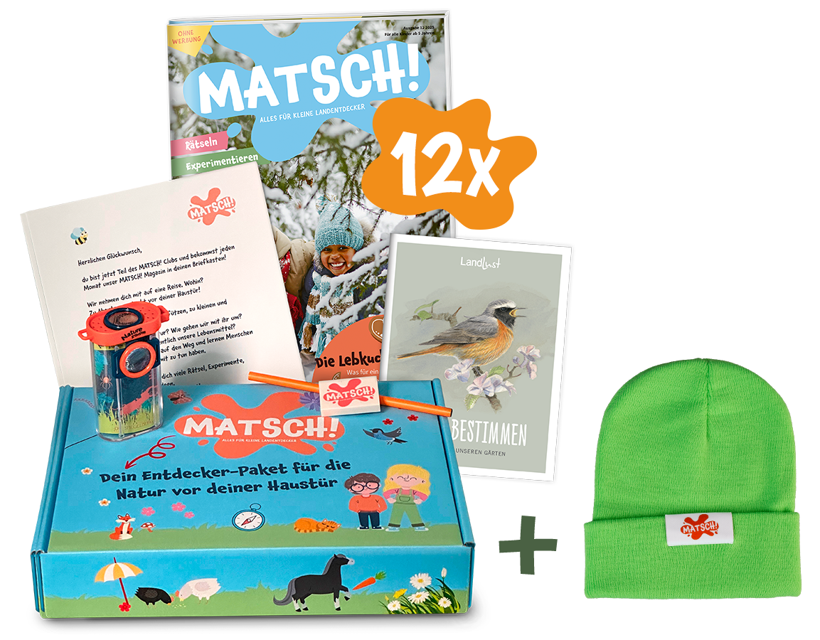 Matsch Heft mit Farbklecks in dem 3x steht
